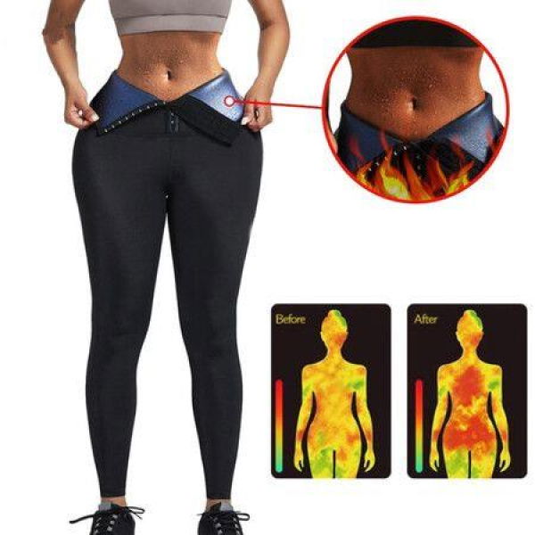 Sweat Sauna Pants Body Shaper Shorts Weight Loss Slimming Shapewear Women Waist Trainer Tummy Workout Hot Sweat Leggings Fitness Blue 3-point Pants Size S/M.