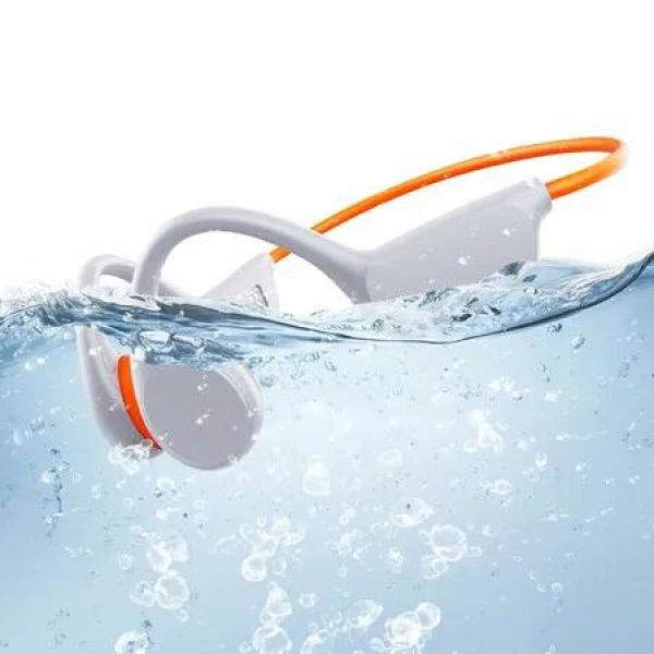 Swimming Headphones Waterproof Underwater Bone Conduction Headphones for Swimming Bluetooth Open Ear Bone Conducting with 32GB MP3 for Sport Running(White)
