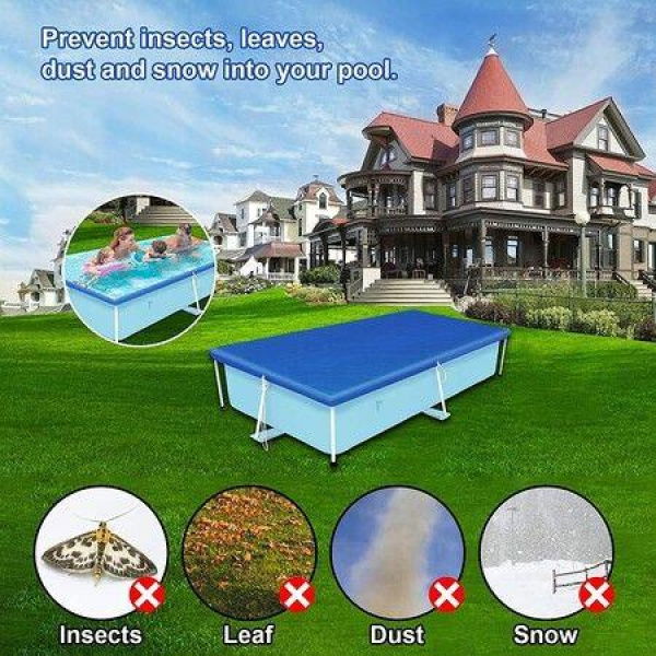 Swimming Pool Cover Frame Pool Cover With Ropes - Rectangular UV Resistant Polyethylene Rainproof Dust Cover (400 X 211 Cm)