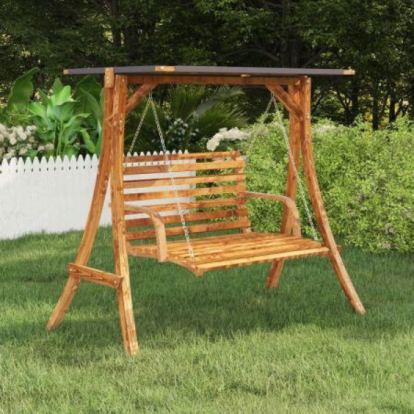 Swing Frame With Anthracite Roof Bent Wood With Teak Finish