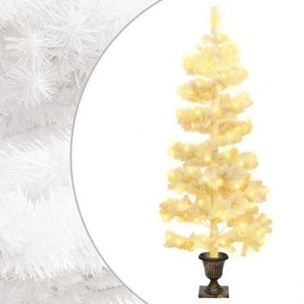 Swirl Christmas Tree With Pot And LEDs White 120 Cm PVC