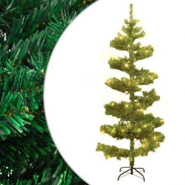 Swirl Christmas Tree with Stand and LEDs Green 180 cm PVC