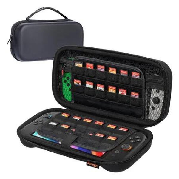 Switch 2 Carrying Case for Nin-tendo Switch 2, Fits Slim Charger and Thin Protective Case with 24 Game Holders and Built-in Stand