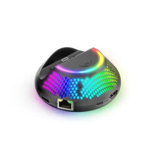 Switch 2 Round Portable TV Base with RGB Lights NS2 Host Video Conversion Base Gigabit Network Port