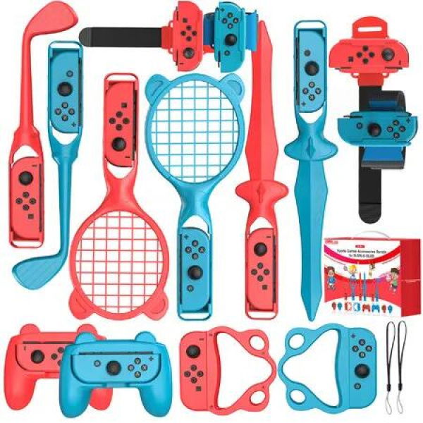 Switch Sports Games Accessories Bundle For Switch 2 Sports,18 in 1 Family Party Pack Game Accessories Set Kit For Switch 2 Console Games