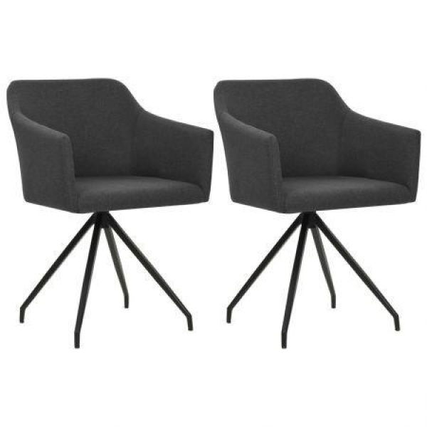 Swivel Dining Chairs 2 Pcs Dark Grey Fabric