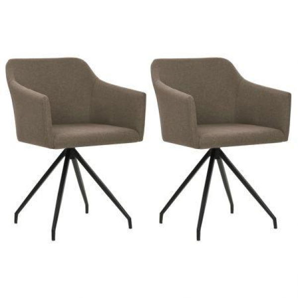 Swivel Dining Chairs 2 Pcs Taupe Fabric