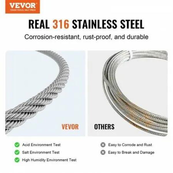 T316 Stainless Steel Cable 3.18mm 7x7 Steel Wire Rope 182.3m Cable Railing