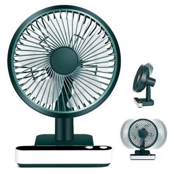 Table Fan Desk Fan Small Oscillating Fan 180° Rotated 5000mAh Rechargeable Battery Powered For Home Office Bedroom (Green).