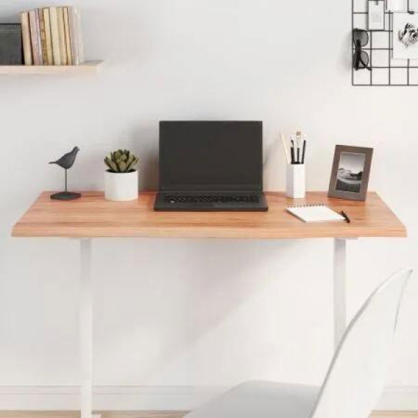 Table Top Light Brown 100x40x2 cm Treated Solid Wood Oak