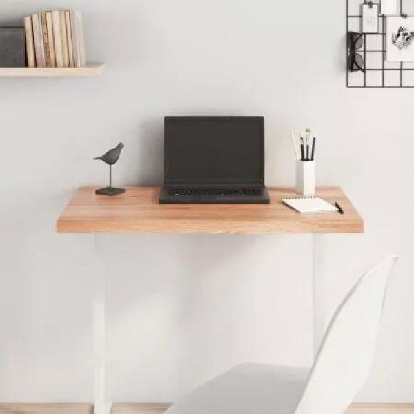 Table Top Light Brown 80x50x4 cm Treated Solid Wood Oak