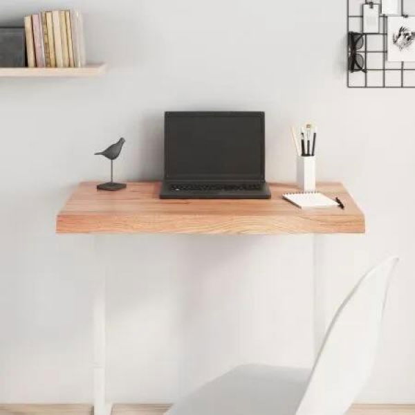 Table Top Light Brown 80x50x6 cm Treated Solid Wood Oak