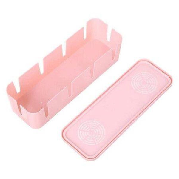 Table Top Socket Storage Box Power Strip Fixed Take-Up Box Pink