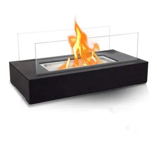 Tabletop Fire Pit Indoor and Outdoor Ethanol Fireplace Bowl in Metal Black