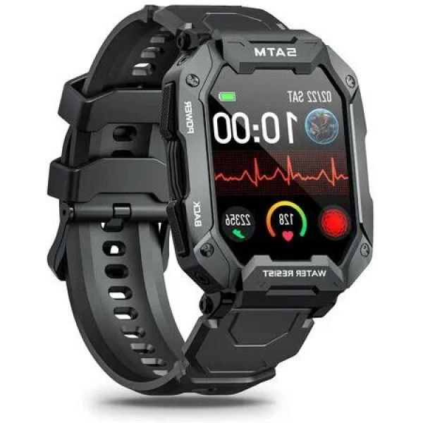 Tactical Grade Smartwatch with 1.71-inch display,Android & iPhone Compatible,5ATM water resistance,Tracks fitness,heartrate,pressure,oxygen(Black)