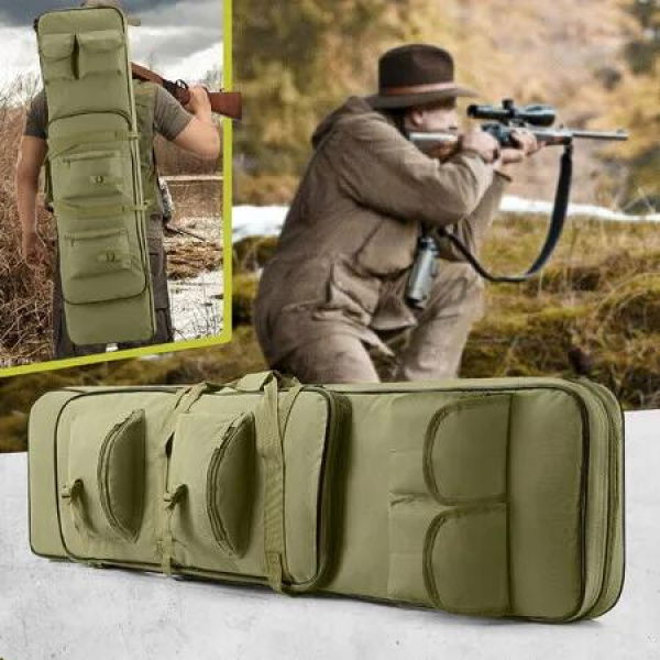 Tactical Military Dual Gun Rifle Bag Backpack Carry Case 46 Inch for Range Carbine Shotgun Pistol Hunting Shooting Firearm Storage Transport 120cm