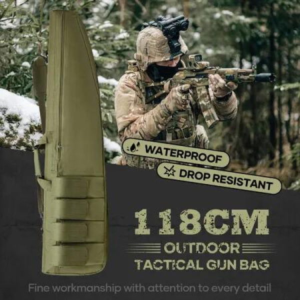 Tactical Rifle Gun Bag Shotgun 600D Soft Padded Case 118cm for Shooting Range Hunting Accessories Storage with Carry Handle Shoulder Strap 46 inch