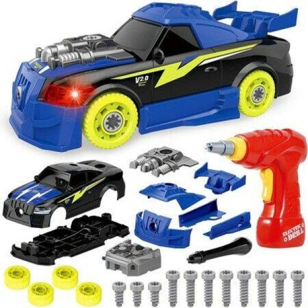 Take Apart Race Car Building Set with Electric Screwdriver Fine Motor Skill Learning Game for Kids