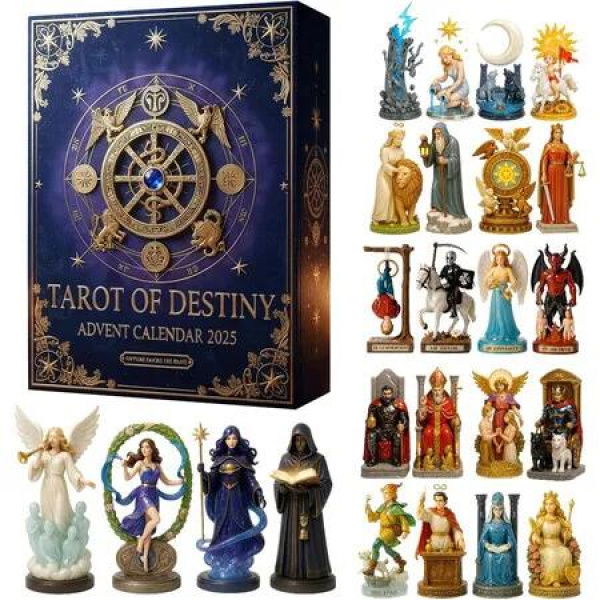 Tarot Christmas Countdown Calendar, 2D Acrylic Figure Ornaments 24 Piece Tarot Christmas Calendar Advent, Decorative Countdown for Home Party Decor
