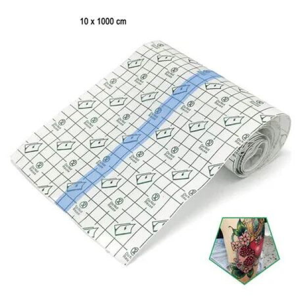 Tattoo Aftercare Bandage Roll 10 x 1000cm, Waterproof Transparent Film For Tattoo Initial Healing And Skin Repair Adhesive Tattoo Supply Wrap