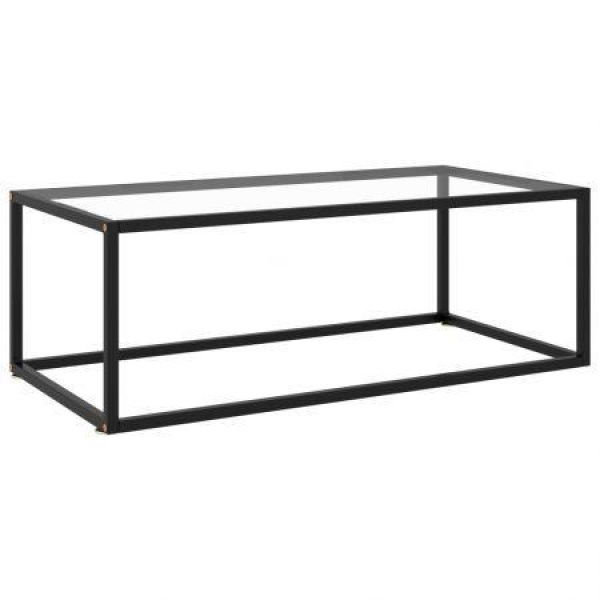 Tea Table Black With Tempered Glass 100x50x35 Cm