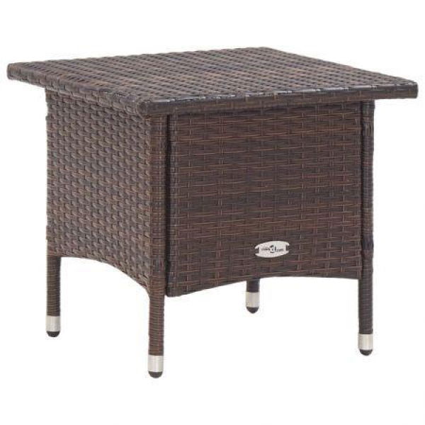 Tea Table Brown 50x50x47 Cm Poly Rattan