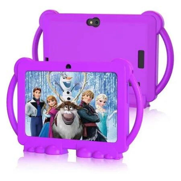 Tech-Savvy 7 inch Kids Tablet with 32GB ROM Android 11.0, Toddler Tablet with Bluetooth, WiFi, GMS, Parental Control, Dual Camera, Shockproof Case, Educational, Games (Purple)