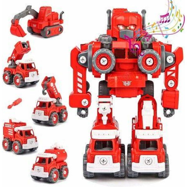 TEM Toys 5 in1 Take Apart and Building Rescue Robot Toys Educational Toys for Kids 4-8 Birthday Gift for 4+ Year Old Boys