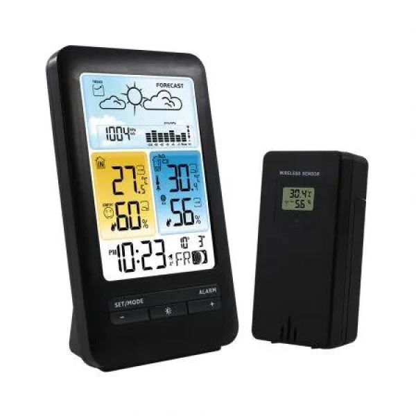 Temperature Monitor Weather Station Wireless Indoor Outdoor Thermometer Humidity Atomic Clock Forecast Calendar Alarm Backlight Accurate Climate Tracker