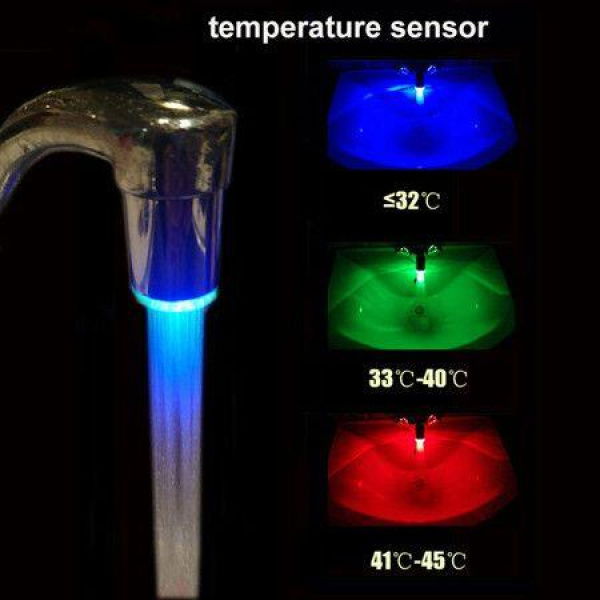 Temperature Sensitive Water Powered 3-Color LED Faucet