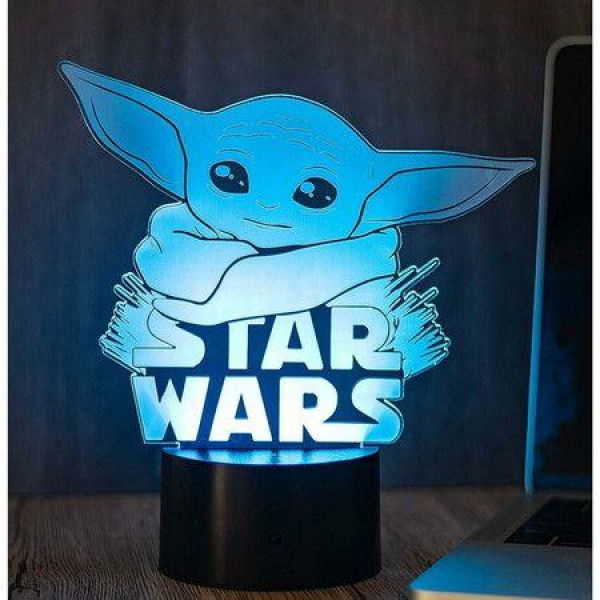 The Child Grogu Baby Yoda Hologram Effect Led Illusion Table Lamp 16 Color Change Christmas Birthday Gifts For Children Kids