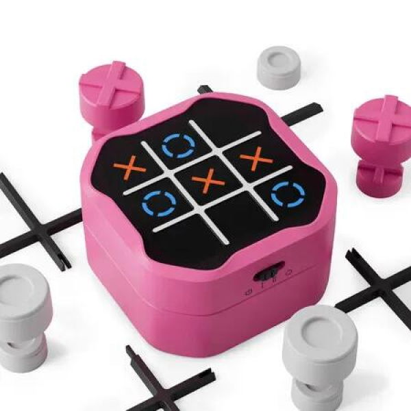 Tic Tac Toe Bolt Game,Original 3-in-1 Handheld Puzzle Game Console,Portable Travel Games for Car Ride,Board Games,Birthday Gifts for Ages 3+ (Pink)