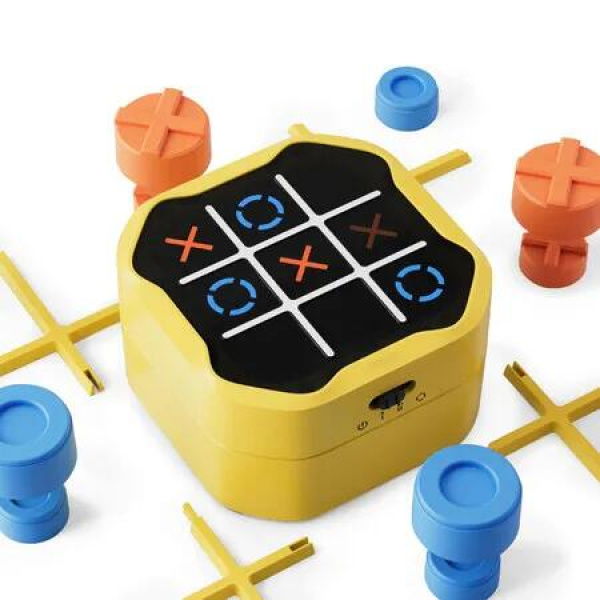 Tic Tac Toe Bolt Game,Original 3-in-1 Handheld Puzzle Game Console,Portable Travel Games for Car Ride,Board Games,Birthday Gifts for Ages 3+ (Yellow)