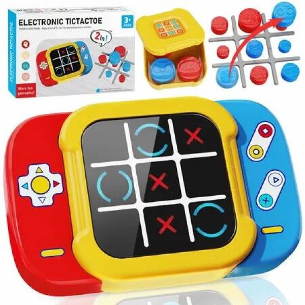 Tic Tac Toe Electronic Game Bolt 5 in 1,Travel Board Toys Games Road Trip Activities,Handheld Puzzle Game Fidget Learning Toys Birthday Gifts for Ages 3+