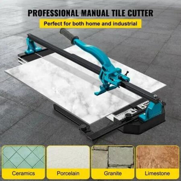 Tile Cutter 24in Cutting Tool w/ Laser Guide Single Rail Double Brackets