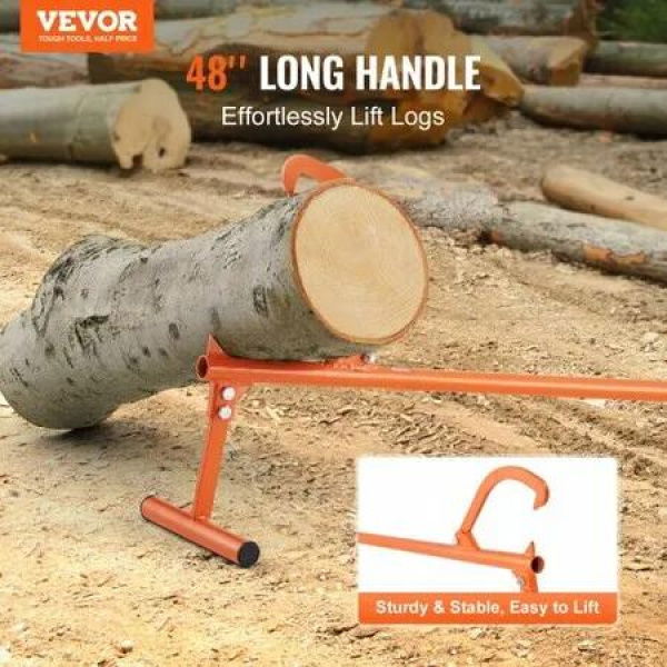 Timberjack 48 in Heavy Duty Log Lifter Metal Handle for Max 15 Dia Logs