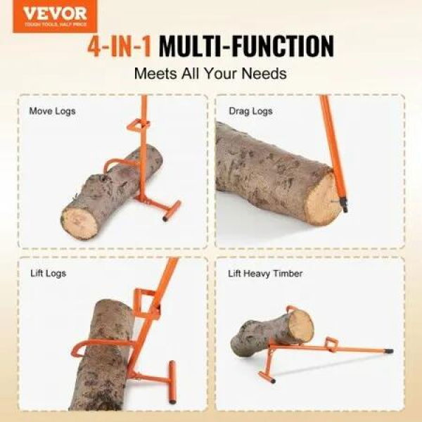 Timberjack Log Lifter 4 in 1 Log Roller 46.5 in Logging Forestry Multitool