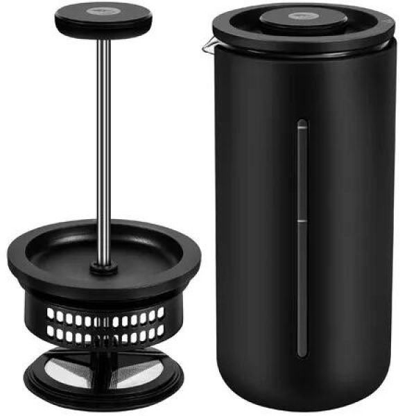 TIMEMORE Travel French Press Coffee Maker,Heat Resistant Borosilicate Glass French Press with Stainless Steel Filter,Portable Coffee & Tea Maker,15oz - Matter Black