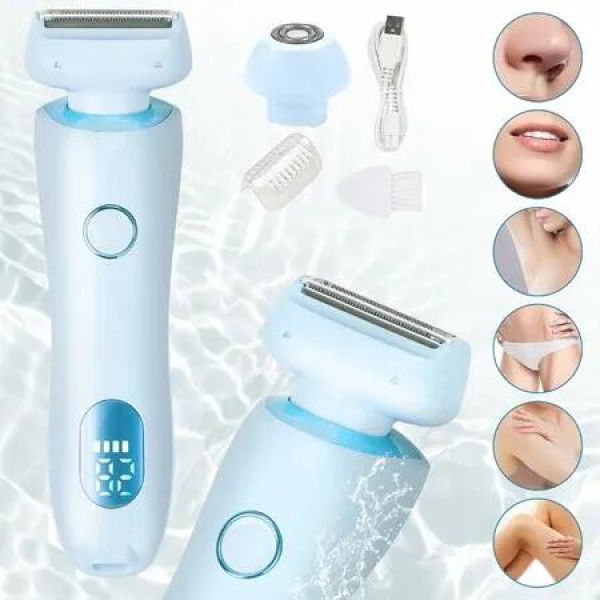 Timmer for Women Electric Razors for Women 2in1 Pubic Hair Trimmer IPX7 Waterproof Wet Dry Use Personal Trimmer Electric Shaver(Blue)