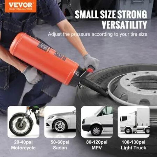 Tire Bead Seater, 2.4 Gal/9 L Air Tire Bead Blaster, 150 PSI Handheld Bead Bazooka, Portable Tire Inflator Tool, 87-116 PSI Operating Pressure for Tractor Truck ATV Car and Automobile Repair