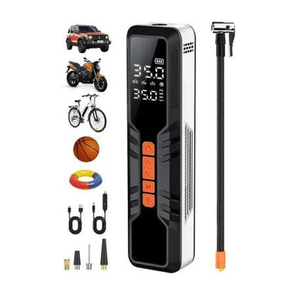 Tire Inflator Portable Air Compressor, Air Pump for Car Tires with Digital Pressure Gauge,LED Light,Power Bank, Bike, Motorcycle, Ball, Car Accessories