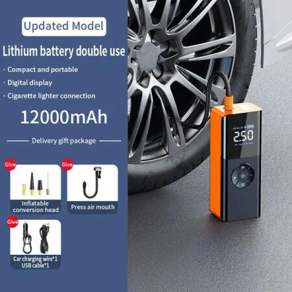 Tire Inflator Portable Air Compressor for Car -150 PSI Electric Tire Inflation-Cordless Tire Pum Emergency Light (Car Charging Wire & USB Cable)