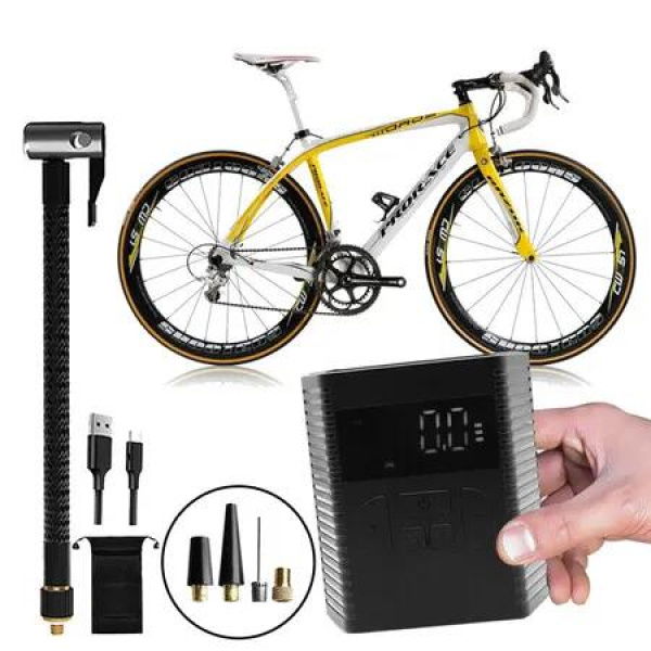 Tire Inflator, Portable Air Compressor with Lighting, Cordless Air Pump for Car Tires, 150 PSI Bicycle Tire Pump