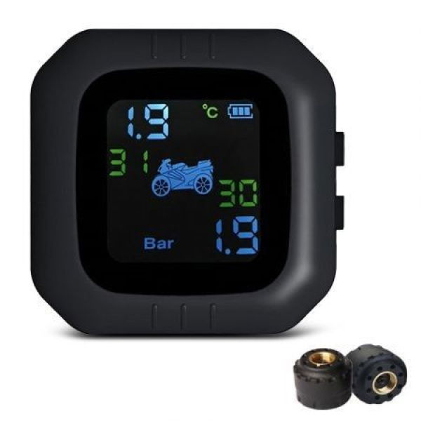 Tire Pressure Monitoring System Motorcycle TPMS Real-time Tester LCD Screen 2 External Sensors