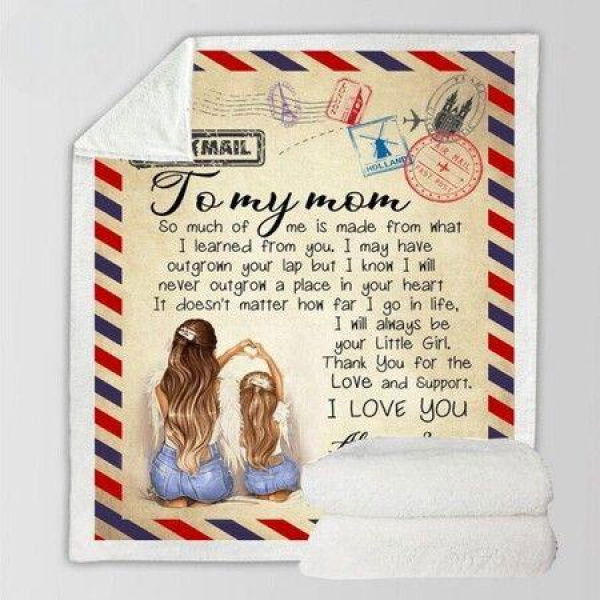 To My Mom Mothers Day Gift Love Your Daughter Letter Blanket Mat Gift 150*130cm.