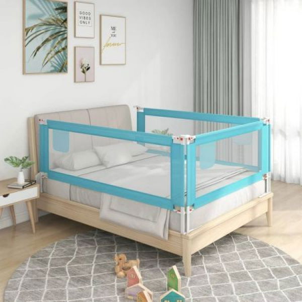 Toddler Safety Bed Rail Blue 200x25 Cm Fabric