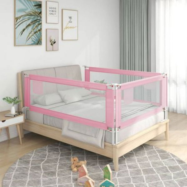 Toddler Safety Bed Rail Pink 160x25 Cm Fabric