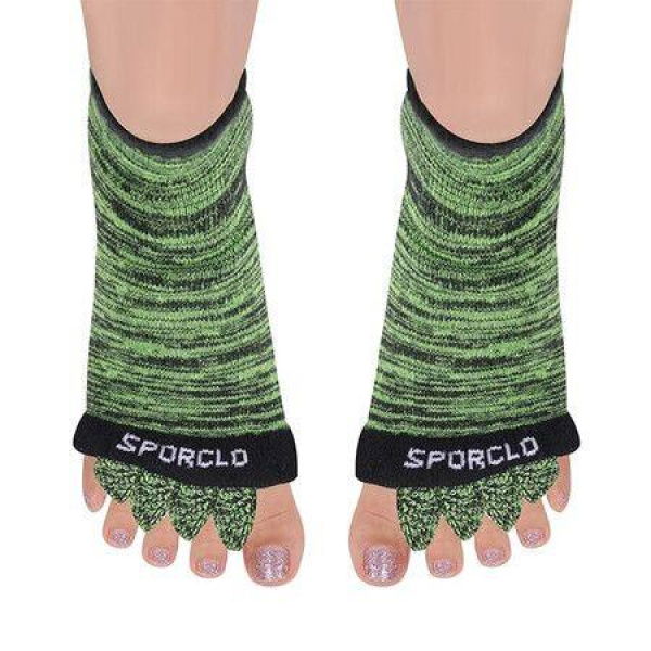 Toe Separator Socks for Men Women Comfy Foot Alignment Sock Massage Cotton Bunion Socks Yoga Sports GYM, Green