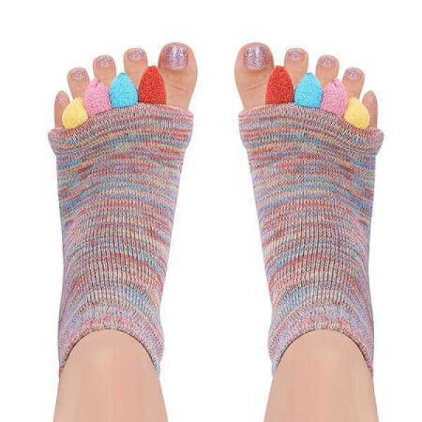 Toe Separator Socks for Men Women Comfy Foot Alignment Sock Massage Cotton Bunion Socks Yoga Sports GYM, Pink