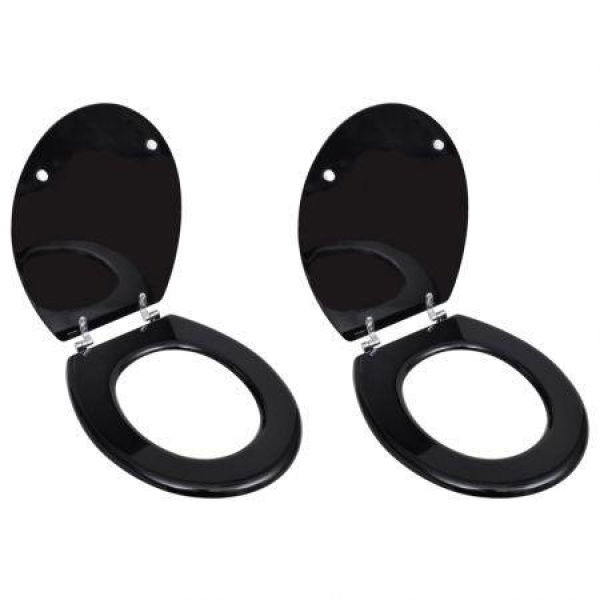 Toilet Seats With Lids 2 Pcs MDF Black